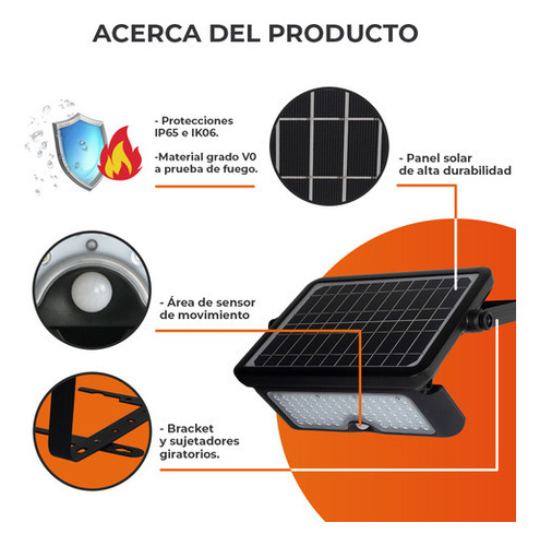 Lámpara Solar Led 10w Suburbana Batería Sensor Movimiento Color Negro Tecnolite 10solled32vcd65n