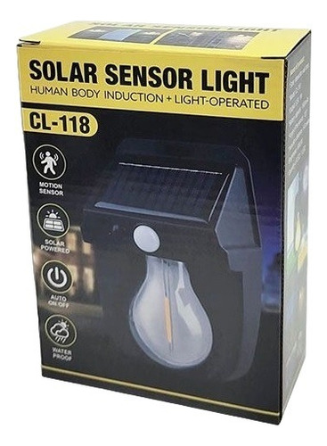 Lámpara Luz Led Solar Con Sensor -  Recargable