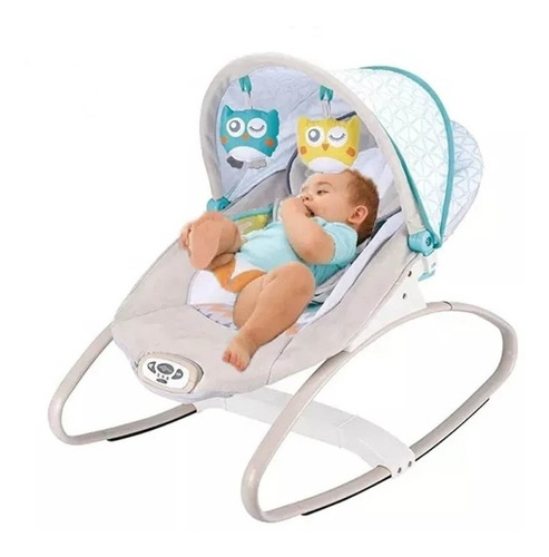 Silla Mecedora Bebe Bouncer Aeiou Vibrador Gris 57310 Pajarito