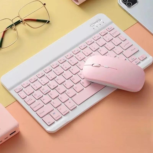 Kit Teclado Mouse Sem Fio Bluetooth Tablet Notebook Color