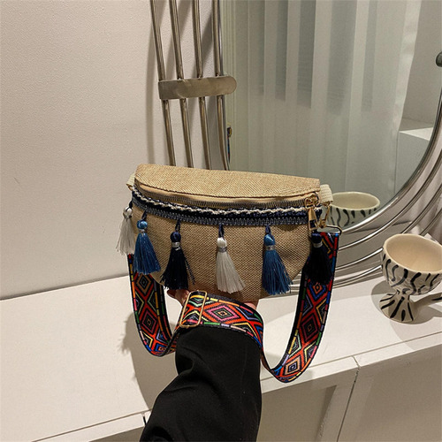 2 Riñonera Bohemia Con Borlas Bolso Bandolera Étnico Para