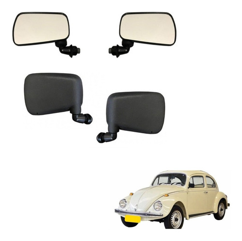 Imagem 2 de 6 de Par Espelho Retrovisor Externo Fusca - Plastico Preto