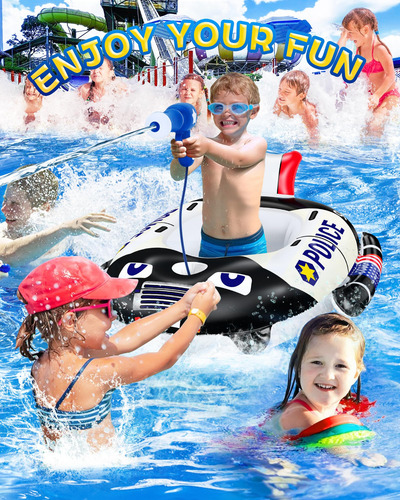 Flotadores De Piscina Niños Coche De Policía Camión Bomberos Rojo Y Negro