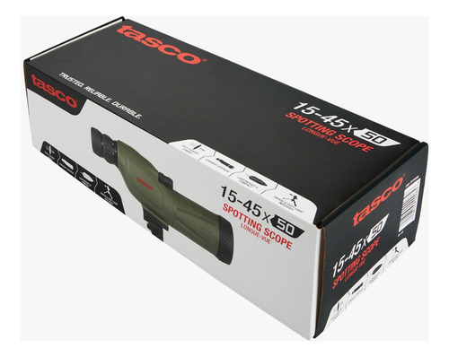 Telescopio Monocular Tasco 15-45x50 Spotting Scope de Largo Alcance | Ideal para paisajes o al Aire Libre | Verde