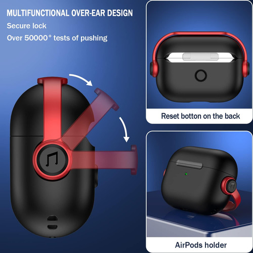 R-fun AirPods Pro Funda Con Bloqueo Seguro Y Kit De Limpieza