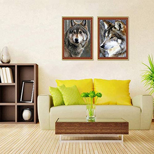 Imagen 7 de 7 de Kit De Pintura De Diamante 5d Con Diseño De Lobo 12.0x 16.0
