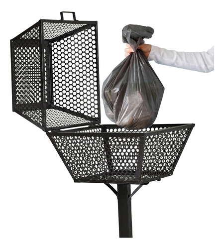 Lixeira De Calçada Externa Embutir Grande Tampa Resistente Cor Preto
