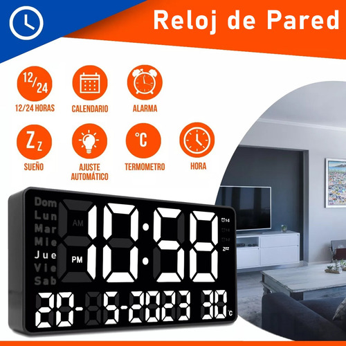 Reloj Pared Digital Jh2204 Dia Fecha Hora Temporizador Led B