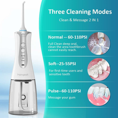 Actualizar Inalámbrico Agua Flosser, Homgeek 320ml Oral Irri