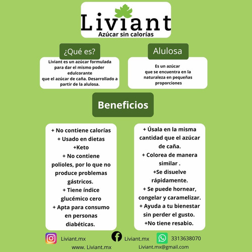 Liviant, Sustituto De Azúcar Base Alulosa