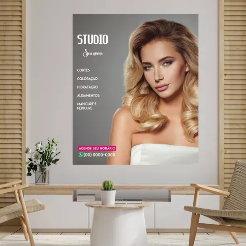 adesivo de parede personalizado decorativo logo salão de beleza cabeleireira  studio