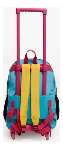 Mochilas Escolar Con Carro Flor Y Glitter 43cm Zaphir Color Celeste