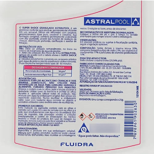 Oxidante Tratamento Super Shock Gran 1kg Astralpool
