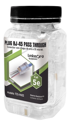 Plug Rj45 Cat5e Pass Through Chapado De Oro 30m 100 Piezas