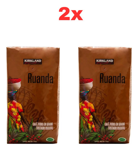 Café Rwanda Kirkland Grano Entero 2kilos  Pack  2 Bolsas