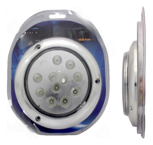 Plafón Redondo Blanco 12 Leds Fijo/estrobo Bisel Cromo Ds