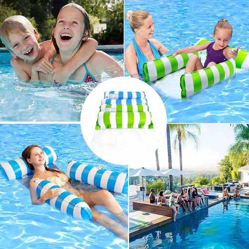 2pcs Hamaca Inflables Flotadores Para Alberca Con Inflador Azul / Rojo