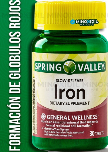 Spring Valley Iron 45 mg 30 comprimidos, sabor sem sabor