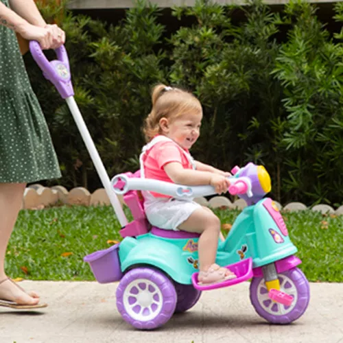 Triciclo Infantil com Guia Motoca Andador Avespa Pink Maral