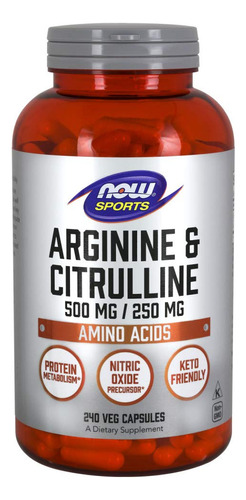 Now Sports Nutrition, Arginina Y Citrulina 500 Mg/ 250 Mg, .