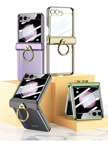 Funda Para Samsung Z Flip 4 5 Transparente Soporte Anillo