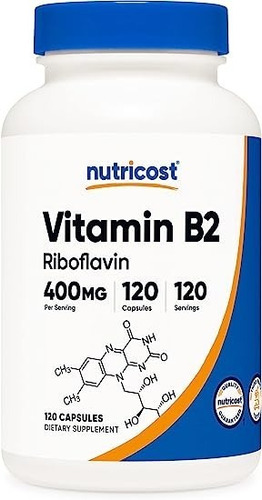 Original Vitamina B2 Nutricost 0.014 Onzas, 120 Cáp