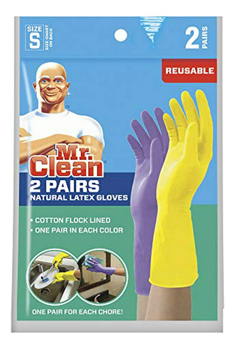 Guantes Reutilizables Mr. Clean, Látex, 2 Colores, 2 Pares.