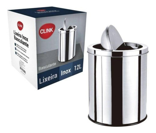 Lixeira Basculante Em Inox 12l Lixo Com Fundo Antiderrapante