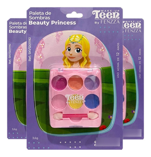 6 Paleta De Sombras Beauty Princess Teen Fenzza Atacado Sj