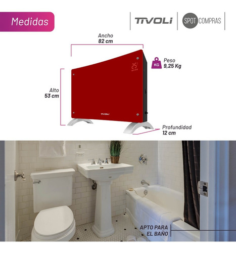 Panel Calefactor 2000w Vitroconvector Tivoli Curvo Digital