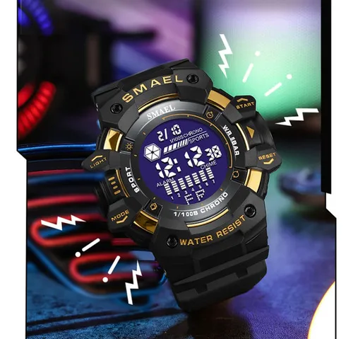 Smael Reloj Digital De Lujo Impermeable Para Hombre Color De La Correa Blanco Y Verde