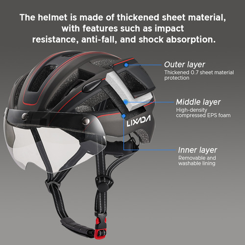 Casco Desmontable Con Luz De Seguridad Para Bicicleta De Mon