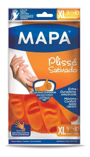 Guantes Mapa Plisse Satinado Extra Grande