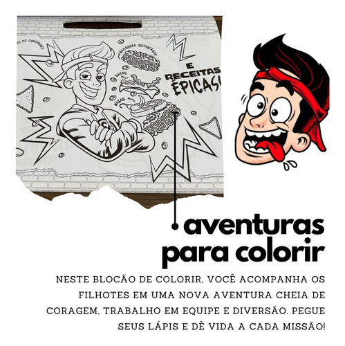Blocão Enaldinho Para Colorir + 12 Lápis De Cor Aventuras E Desafios 48 Páginas