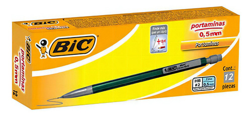 Portaminas Lapicero Bic Hb No. 2 Fino 0.5 Mm 12 Piezas