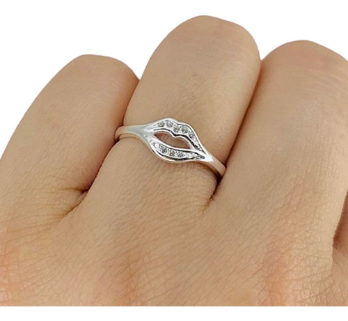 Anillo Beso Con Cubic Blanco Plata 925 Ap 440-13