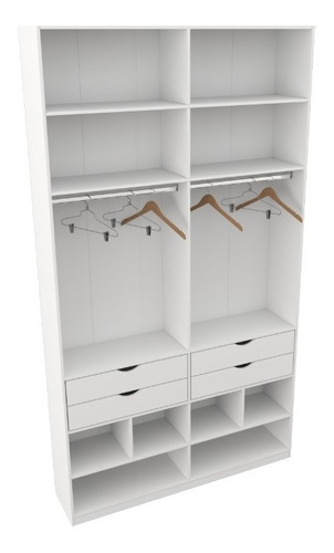 Armário Arara Gaveta Sabrina M2 100% Mdf Closet Roupeiro Cor Branco