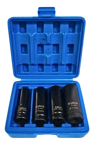 Chave Impacto 20v 4ah 2 Baterias Maleta Kit Soquetes Evsli-4