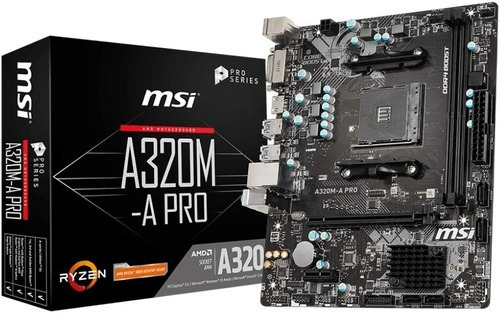 Placa Mãe MSI A320M-A PRO mATX AM4 DDR4 DVI-D HDMI