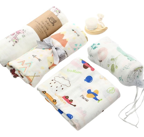 Pack 3 Mantas Muselina Para Bebé 120x110cm Algodón Bamboo