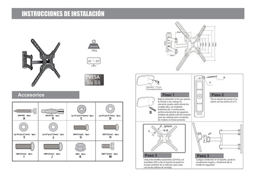 Soporte De Pared Para Pantalla Tv/monitor De 14 A 60 Negro