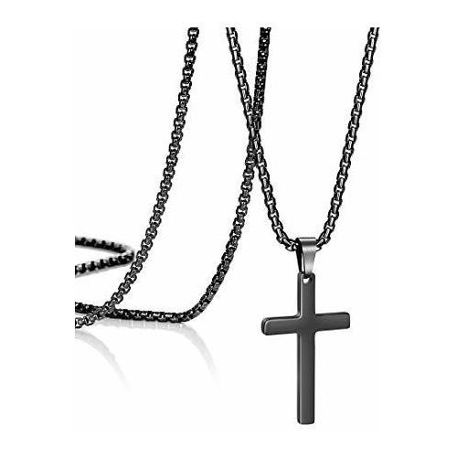 Hombres Christian Jewelry Religious Black Cross S6sl1