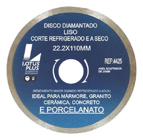 Disco Diamantado Liso P/ Corte Refrig. E Seco
