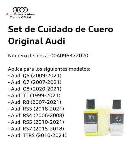 Set De Limpieza De Cuero Audi A4 2011 Al 2016