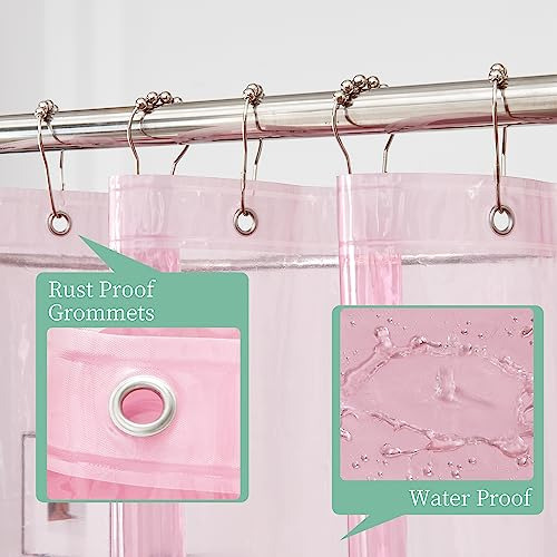 Cortina De Ducha Rosa Transparente 180 X 180 Cm Impermeable