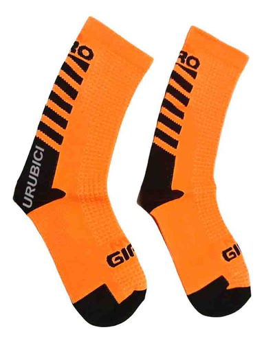 Medias De Ciclismo Giro Naranja Flúo Con Letras Negras.