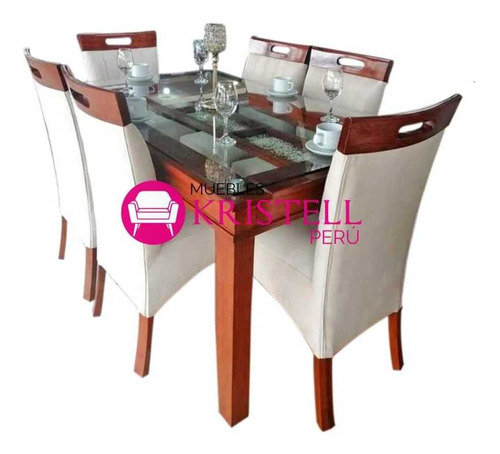 Juego De Comedor 6 Sillas Mesa Madera - Acabado Parafínico