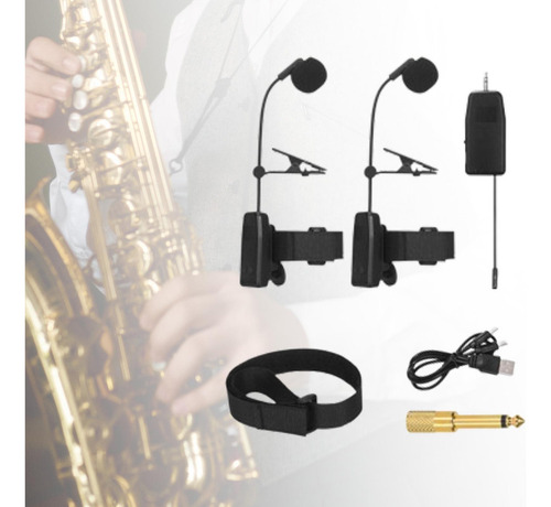 Instrumentos Inalámbricos Micrófono Para 2 Saxos De 20 Cm
