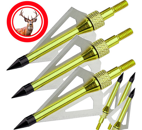 06 Pontas Caça Flechas Setas Arco Besta Balestra A40 (x) Verde