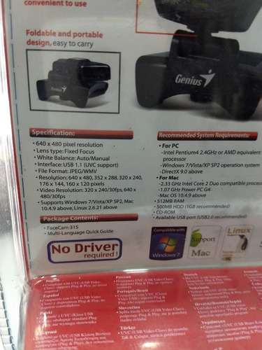 Imagen 2 de 3 de Camara Web Genius Facecam 315